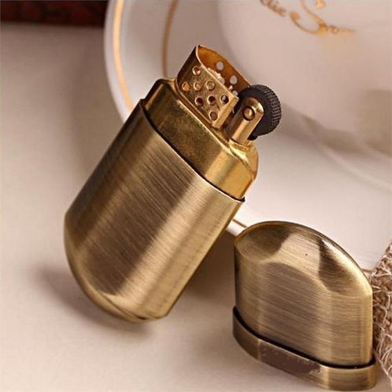 Бензиновий ретро мінімалістичний запальничка Кубой з міді, розмір 0,8-2 см, висота 7 см, в спеціальній упаковці - фото 2