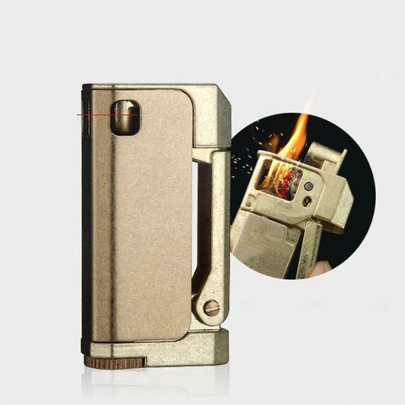 Ретро бензиновая зажигалка Bcz474 Мухтар, аутентичный жёлтый, размеры 3.1x6.1 см, каменная система зажигания, в подарочной упаковке - фото 3