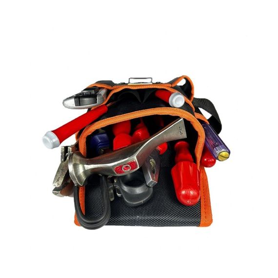 Сумка для инструментов электрика, черная, из прочного оксфордского материала, вместимость 10 кг, идеальна для мастеров и техников - фото 2