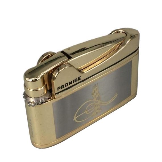 Osmanlı Tuğralı İbelo Tarz Gazlı Çakmak Altın Renk - fotoğraf 4