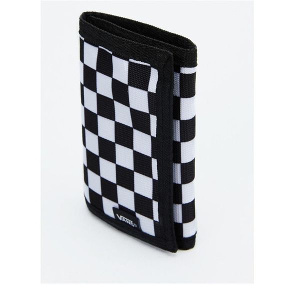 Чорний і білий гаманць з узором у клітку, 100% поліестер, три відділення для карток, готівки та монет - фото 3