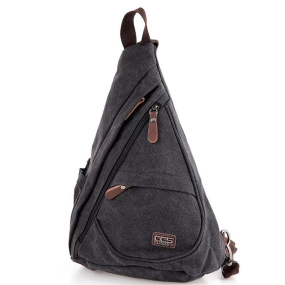 Мужская сумка через плечо ÇÇS 51397, черная, канвас, 1 основное отделение, регулируемые лямки, размеры: 29х38х13 см. - фото 2