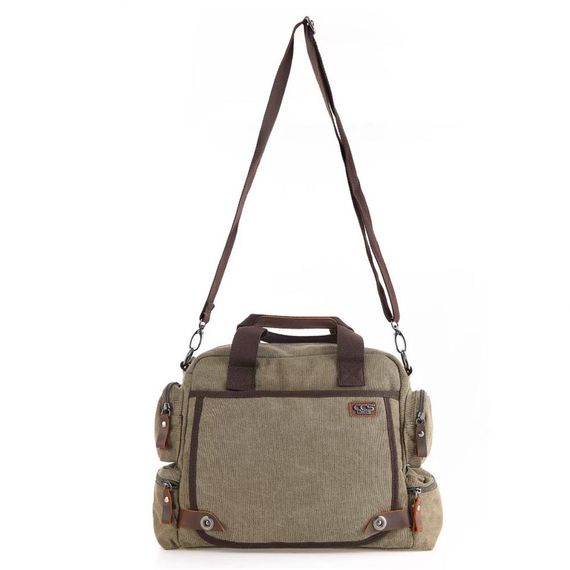 ÇÇS 31352 Canvas Shoulder Strap Briefcase Green - photo 4