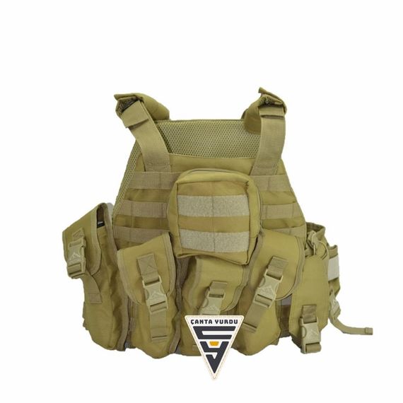 Тактический жилет AK47 из Кордуры, бежевый, универсальные карманы, регулируемые плечи, баллистические пластины, размер: один размер - фото 5