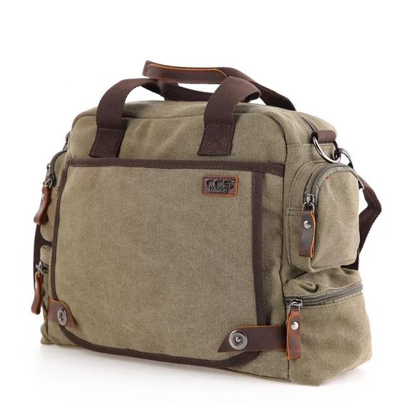ÇÇS 31352 Canvas Shoulder Strap Briefcase Green - photo 2