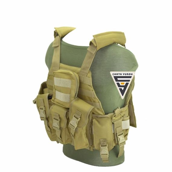 Тактический жилет AK47 из Кордуры, бежевый, универсальные карманы, регулируемые плечи, баллистические пластины, размер: один размер - фото 2