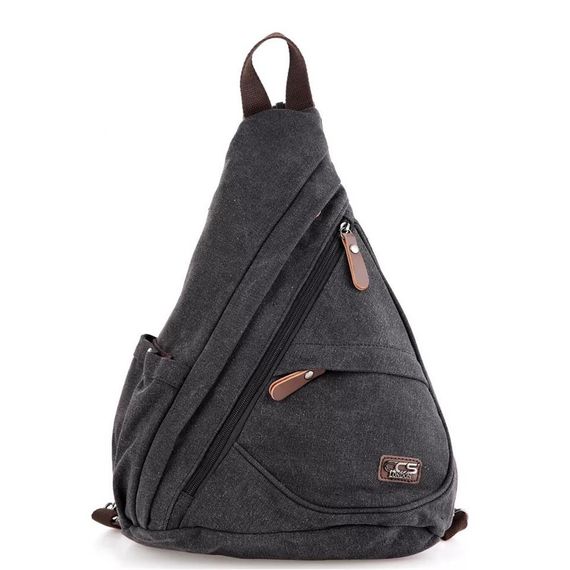 Мужская сумка через плечо ÇÇS 51397, черная, канвас, 1 основное отделение, регулируемые лямки, размеры: 29х38х13 см. - фото 1