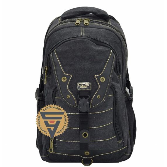 Чорний водонепроникний канвасний рюкзак Ççs 51406 з 4 відділеннями, м'якою спинкою та регульованими лямками для школи і повсякденного використання - фото 1