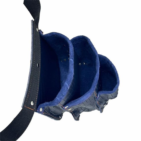 Кожаный поясной инструментальный рюкзак с карманами и регулируемым ремнем, тёмно-синий, из высококачественной кожи, 34x22 см, удобен для мастеров - фото 2