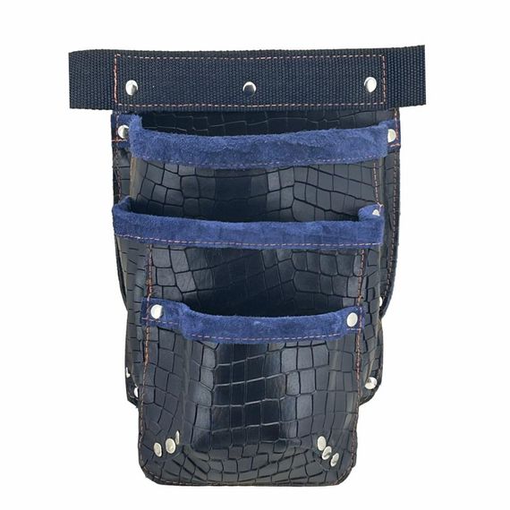 Кожаный поясной инструментальный рюкзак с карманами и регулируемым ремнем, тёмно-синий, из высококачественной кожи, 34x22 см, удобен для мастеров - фото 1