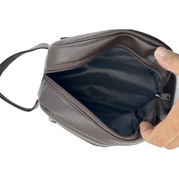 Сумка для путешествий Ççs London 31503 из экологической кожи, коричневая, с одним основным карманом 21x12x8 см - фото 4