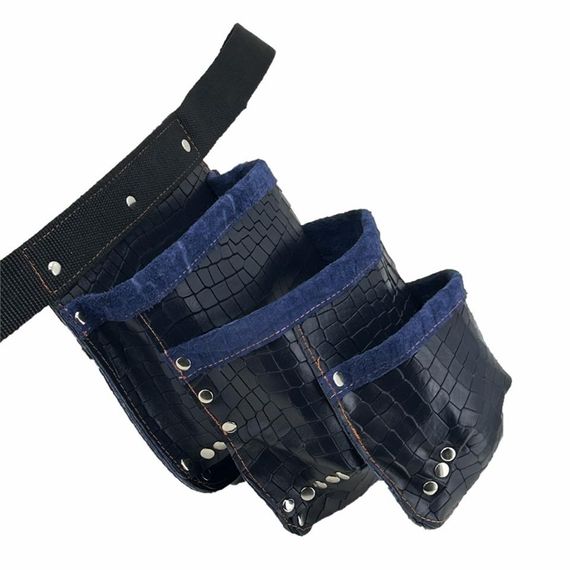 Кожаный поясной инструментальный рюкзак с карманами и регулируемым ремнем, тёмно-синий, из высококачественной кожи, 34x22 см, удобен для мастеров - фото 4