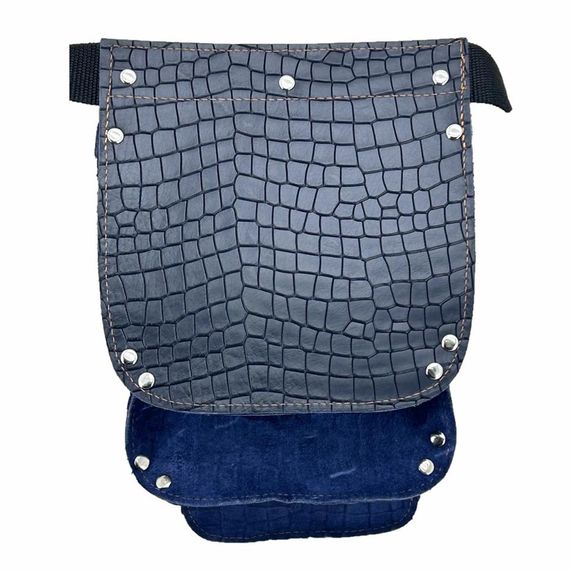 Кожаный поясной инструментальный рюкзак с карманами и регулируемым ремнем, тёмно-синий, из высококачественной кожи, 34x22 см, удобен для мастеров - фото 5