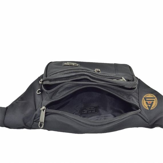 Чоловіча чорна сумка на пояс Ççs London 31391, з 3 кишенями на застібках, містка основна частина, підходить для різного використання - фото 5