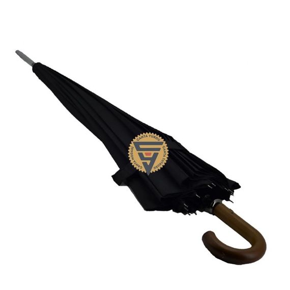 Marlux 16 Wire Walking Stick Wooden Handle Valet Umbrella Black - photo 4