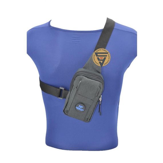 Newish Polo Minimal Kumaş Telefon Göğüs Çantası Siyah - fotoğraf 2