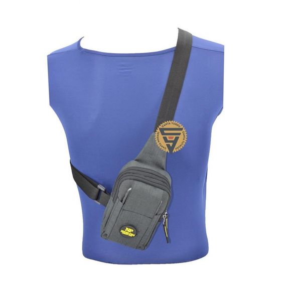 Newish Polo Minimal Kumaş Telefon Göğüs Çantası Siyah - fotoğraf 3