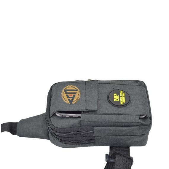 Newish Polo Minimal Kumaş Telefon Göğüs Çantası Siyah - fotoğraf 4