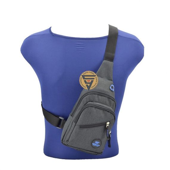 Сумка-пояс Newish Polo чорна, тканинна, місце для рюкзака та грудей, якісний матеріал, висота 30 см, ширина 18 см, глибина 8 см - фото 3