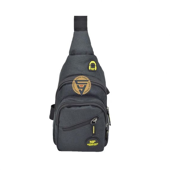 Сумка-пояс Newish Polo чорна, тканинна, місце для рюкзака та грудей, якісний матеріал, висота 30 см, ширина 18 см, глибина 8 см - фото 1