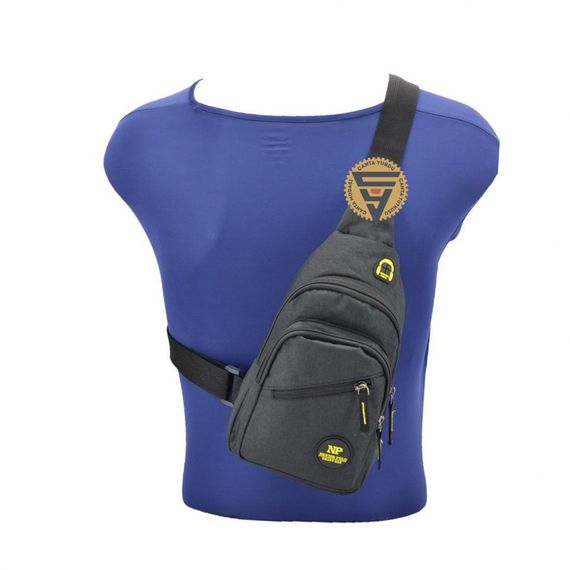 Сумка-пояс Newish Polo чорна, тканинна, місце для рюкзака та грудей, якісний матеріал, висота 30 см, ширина 18 см, глибина 8 см - фото 2