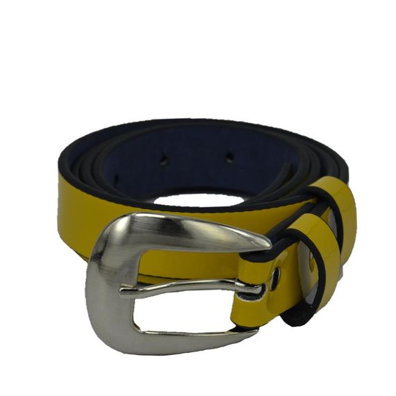 Vegan Leather Hll112 Patent Leather Women Belt 100 Cm Yellow - photo 2