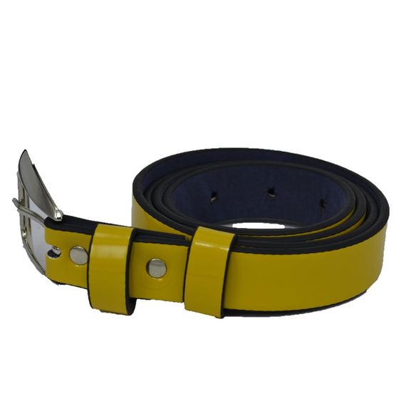 Vegan Leather Hll112 Patent Leather Women Belt 100 Cm Yellow - photo 3