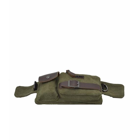 Ccs Leather Detailed Canvas Waist Bag Green - photo 3