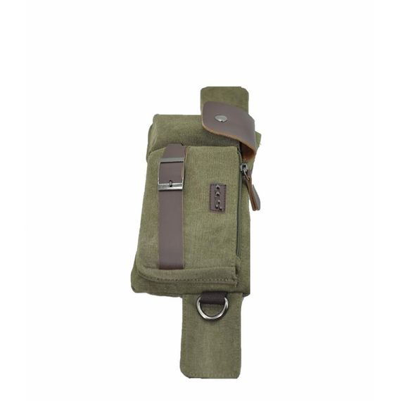 Ccs Leather Detailed Canvas Waist Bag Green - photo 4