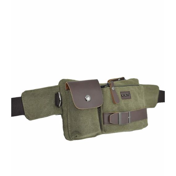 Ccs Leather Detailed Canvas Waist Bag Green - photo 2