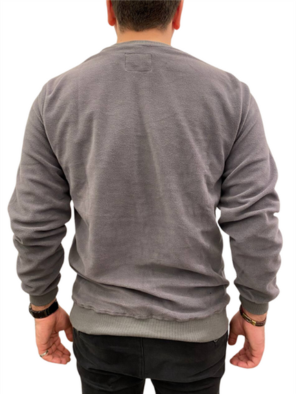 Чоловіча спортивна сорочка з круглим вирізом із надрукованим текстом і простим кольором - 51635 - антрацит - фото 4