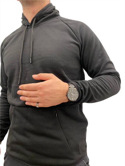 Men's Hooded Plain Basic Sweat with Pockets - 51631 - Black - photo 2