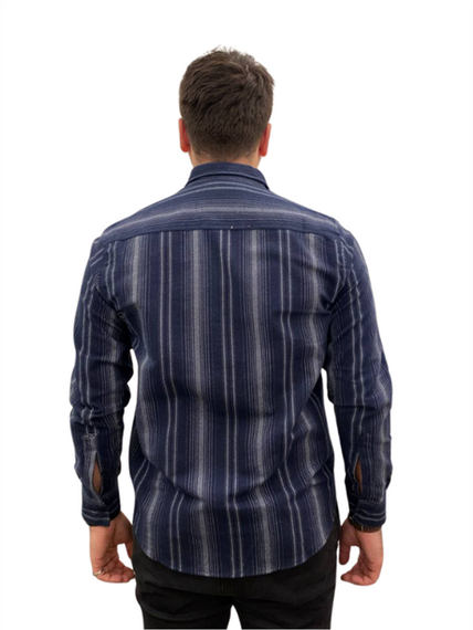 Мужская рубашка без карманов - A5246 - Темно-синий - фото 4