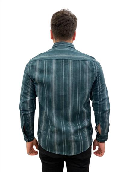 Мужская рубашка без карманов - A5246 - Бензин - фото 4