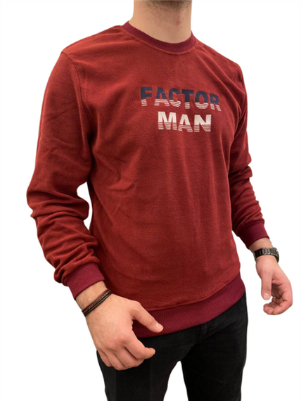 Чоловіча спортивна сорочка з круглим вирізом і принтом з текстом - 51635 - бордово-червона - фото 3