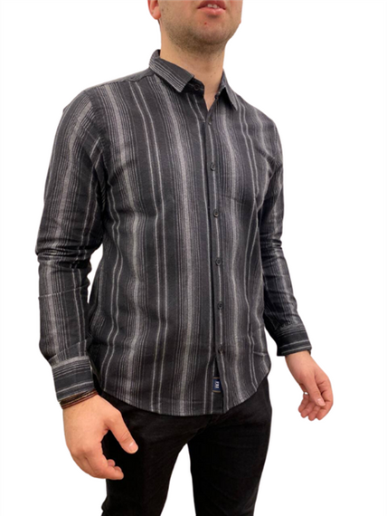 Мужская рубашка без карманов — A5246 — черная - фото 4