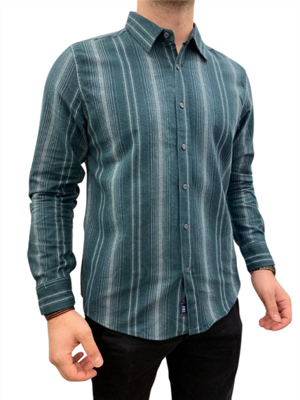 Мужская рубашка без карманов - A5246 - Бензин - фото 2