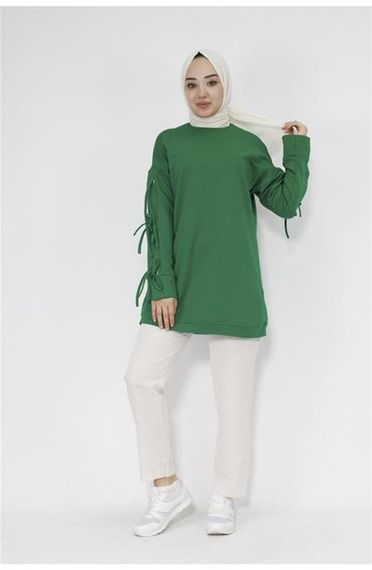 Akasya Fiyonk Detaylı Sweatshirt - 71106.111 - Benetton Yeşil - fotoğraf 1