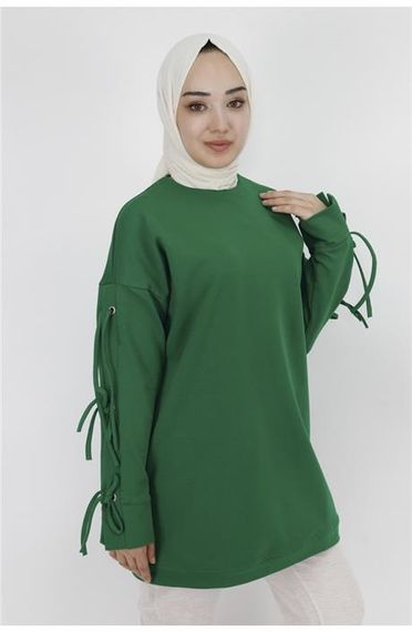 Akasya Fiyonk Detaylı Sweatshirt - 71106.111 - Benetton Yeşil - fotoğraf 3