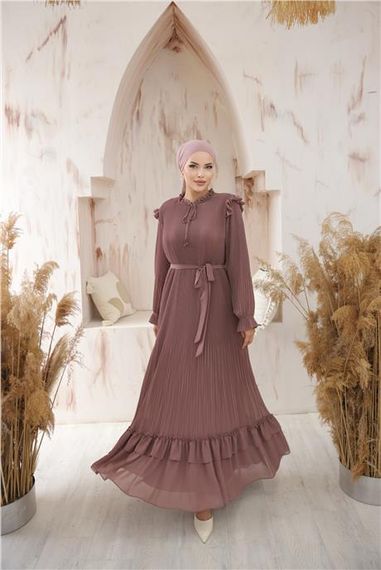 Платье из шифона с завязками на шее и талии, цвета лук, размеры 38-44, универсальный стиль для любого сезона - фото 1