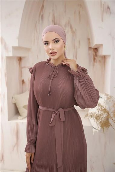 Платье из шифона с завязками на шее и талии, цвета лук, размеры 38-44, универсальный стиль для любого сезона - фото 2