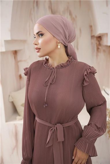 Платье из шифона с завязками на шее и талии, цвета лук, размеры 38-44, универсальный стиль для любого сезона - фото 3