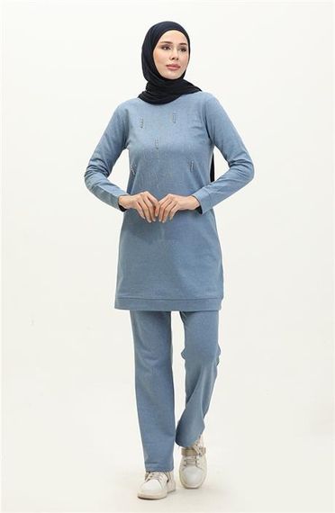 Спортивний комплект з довгою тунікою і малюнком у вигляді ліній, чоловічий, наявні розміри 38-46, колір: синій - фото 2