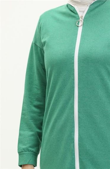 Bisiklet Yaka Fermuarlı Uzun Tunik Sade Basic Spor Takımı - 03044.111 - Benetton Yeşil - photo 4