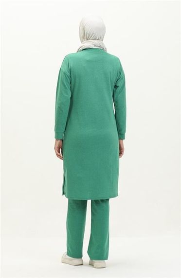 Bisiklet Yaka Fermuarlı Uzun Tunik Sade Basic Spor Takımı - 03044.111 - Benetton Yeşil - photo 5