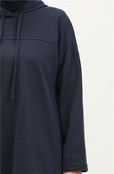 Kapşonlu Sweat Eşofman Sade Basic Spor Takım - 03056.015 - Lacivert - photo 4