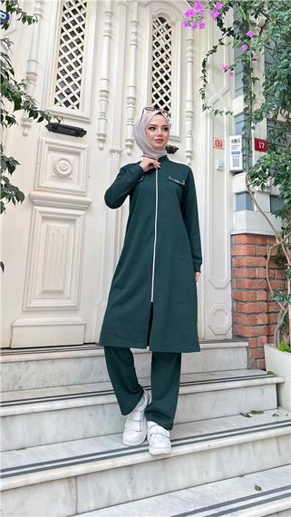 Спортивний дует із довгої туніки та штанів із замком, неоновий колір, доступні розміри: 38-46 - фото 2