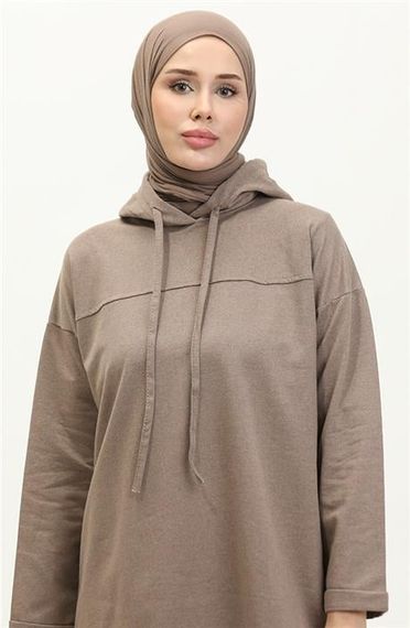 Спортивный костюм с капюшоном, базовый, элегантный, цвета визон, размеры 38-46 - фото 3