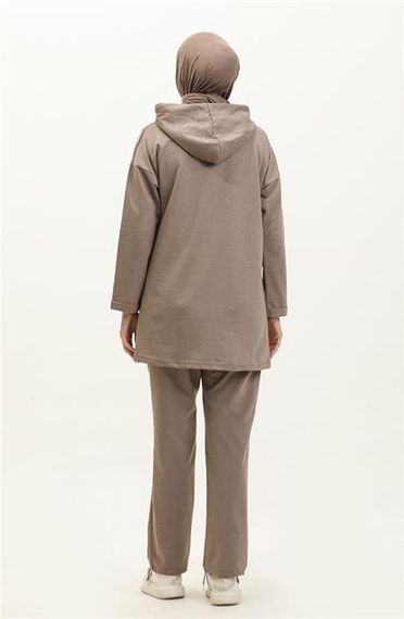 Спортивный костюм с капюшоном, базовый, элегантный, цвета визон, размеры 38-46 - фото 5