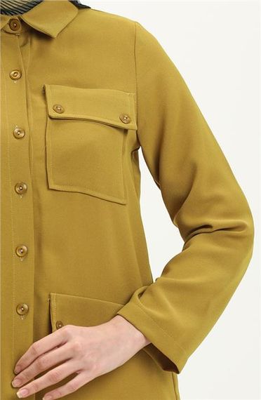 طقم كابري مزود بجيوب وزر باللون الأخضر الزيتي، يتوفر بمقاسات متنوعة 38-46 - صورة 4